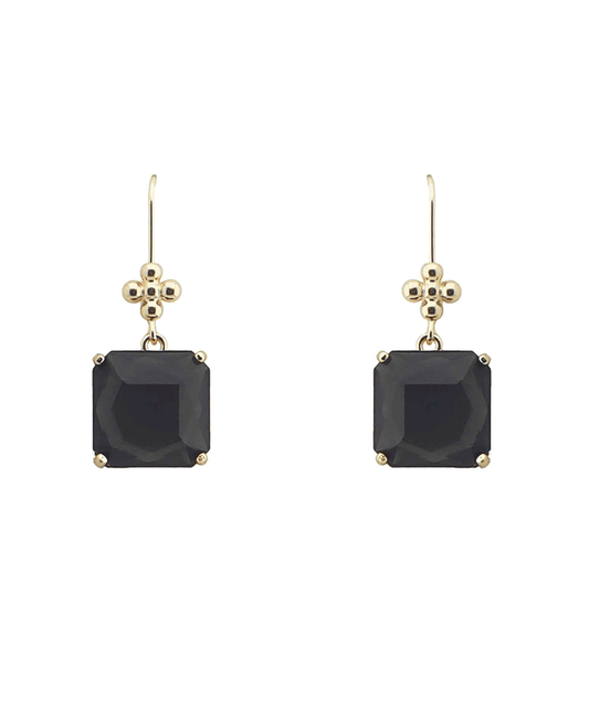 Square Faceted Stone Drop Earring