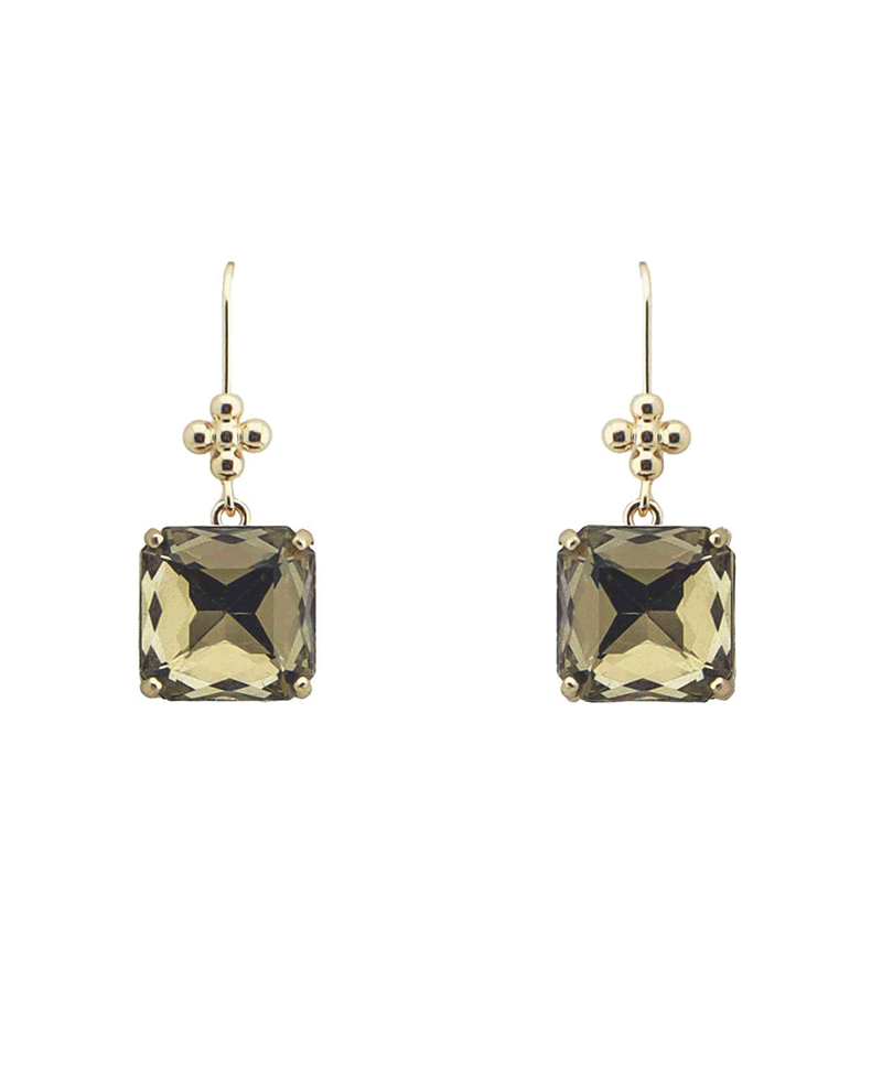 Square Faceted Stone Drop Earring