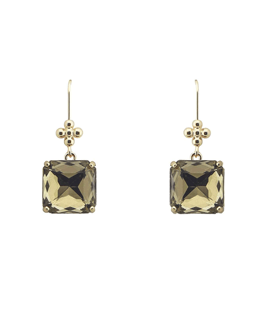 Square Faceted Stone Drop Earring