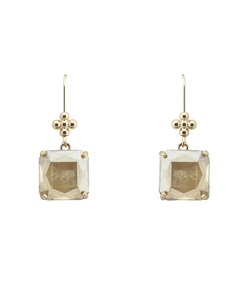 Square Faceted Stone Drop Earring