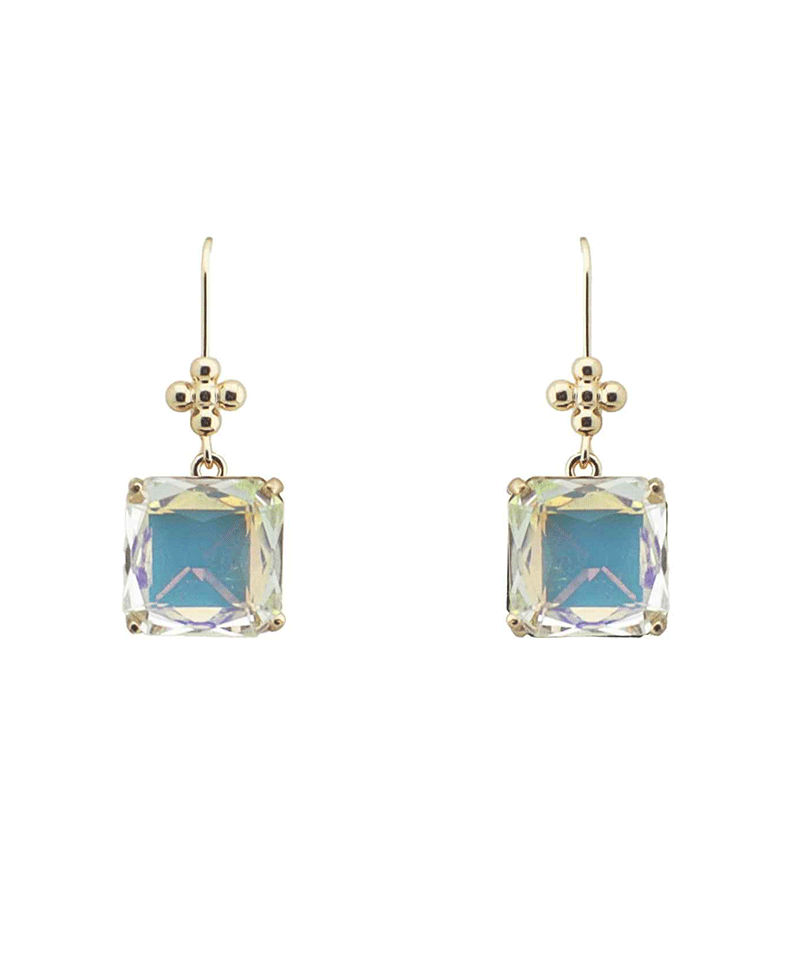 Square Faceted Stone Drop Earring