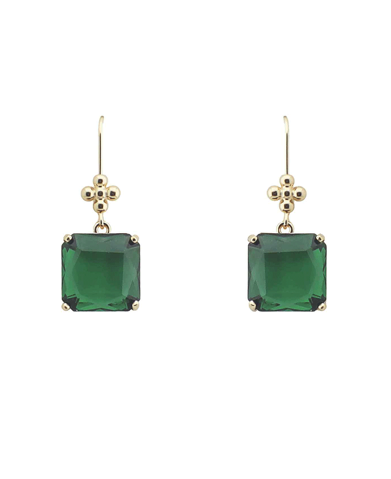 Square Faceted Stone Drop Earring