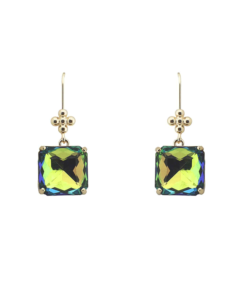 Square Faceted Stone Drop Earring