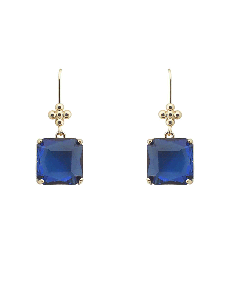 Square Faceted Stone Drop Earring