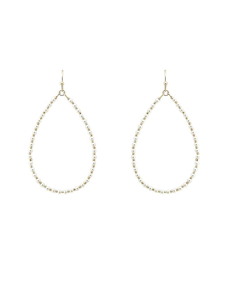 Beaded Teardrop Hoop Earring