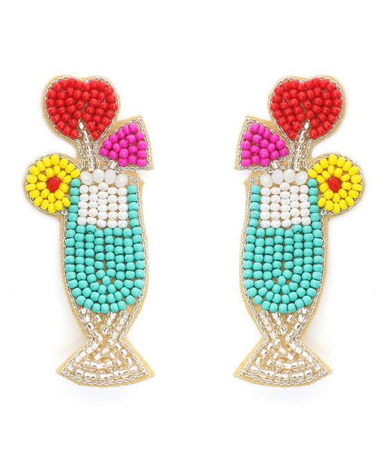 Cocktail Glass Seed Bead Earring
