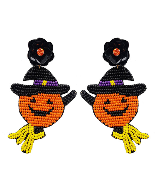 Halloween Beaded Pumpkin Earring