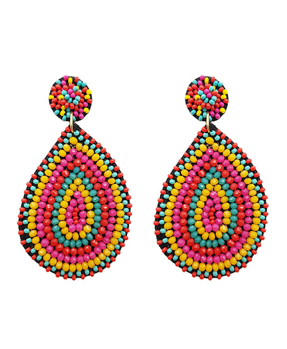 Glass Beaded Teardrop Earring