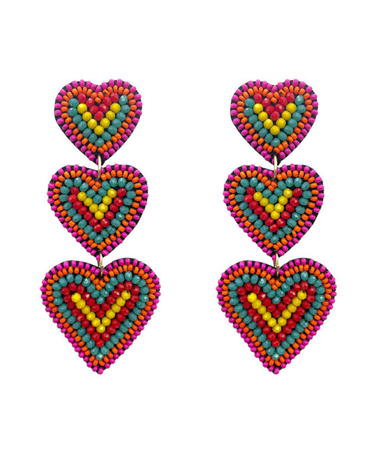 Glass Beaded Heart Earring