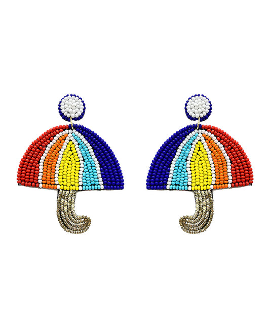 Rainbow Umbrella Seed Beaded Earring