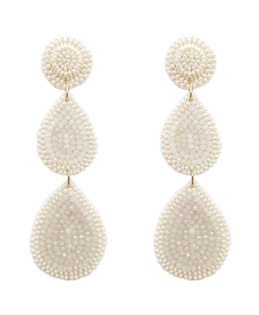 Glass Beaded 3 Drop Post Earring