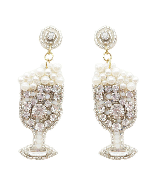 Champagne Glass Post Earring