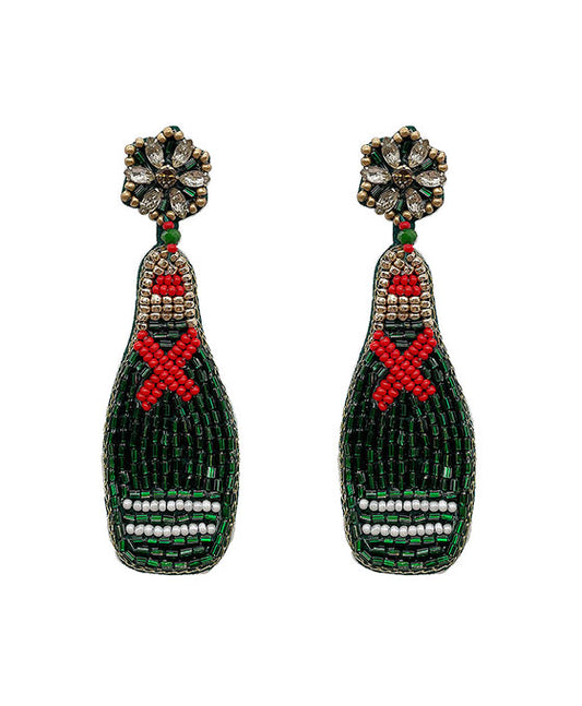 Liquor Bottle Seed Beaded Earring