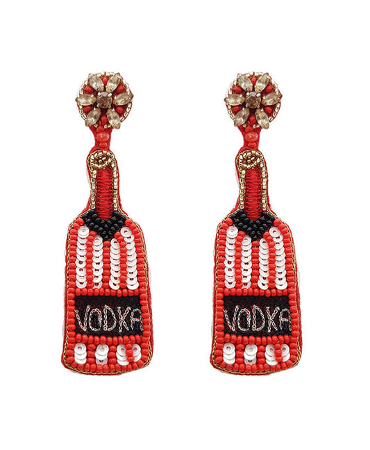 Liquor Bottle Seed Beaded Earring