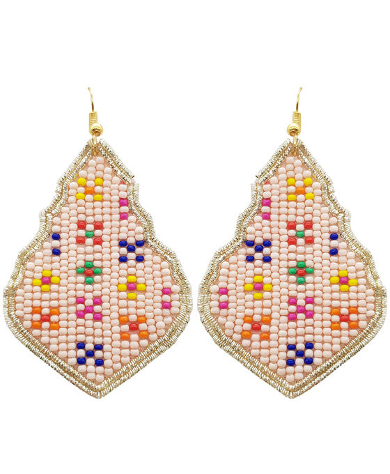 Seed Bead Decorated Teardrop Earring