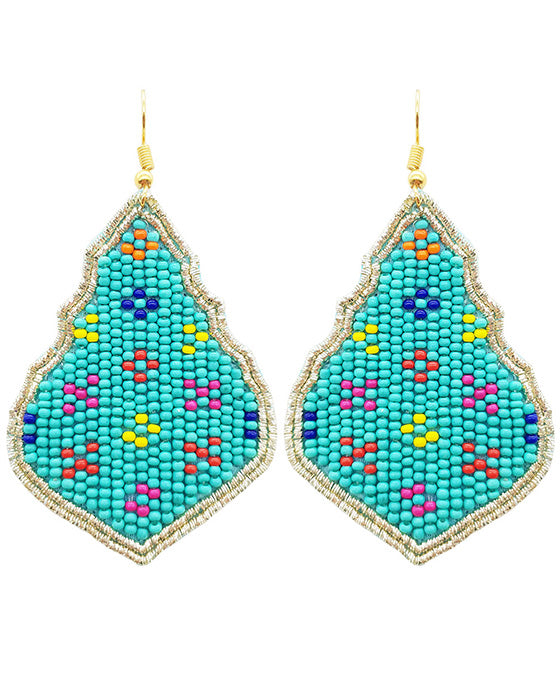 Seed Bead Decorated Teardrop Earring