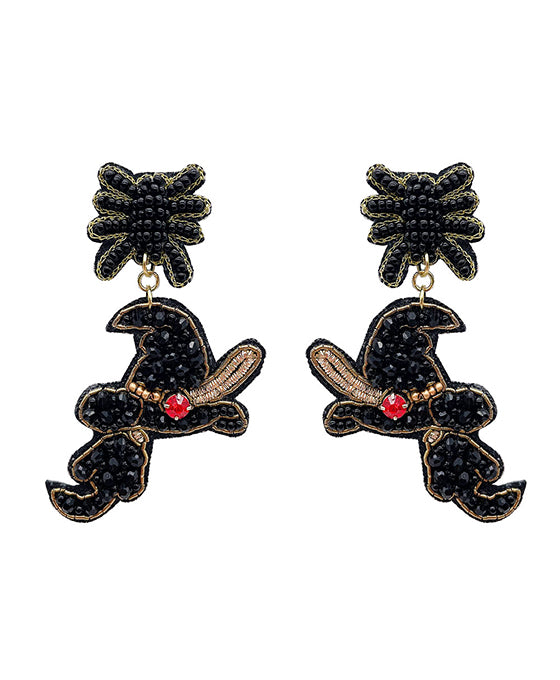 Halloween Seed Beaded Witch Hat Earring