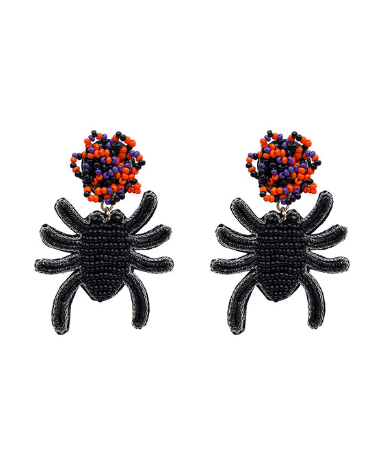 Halloween Seed Beaded Spider Earring