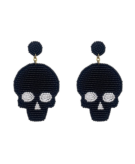 Halloween Seed Beaded Sugar Skull Earring