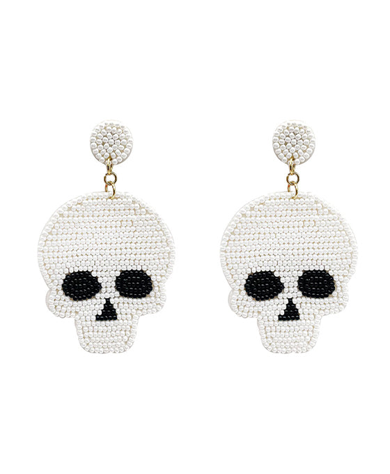 Halloween Seed Beaded Sugar Skull Earring