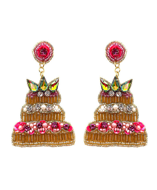 Birthday Cake Beaded Earring