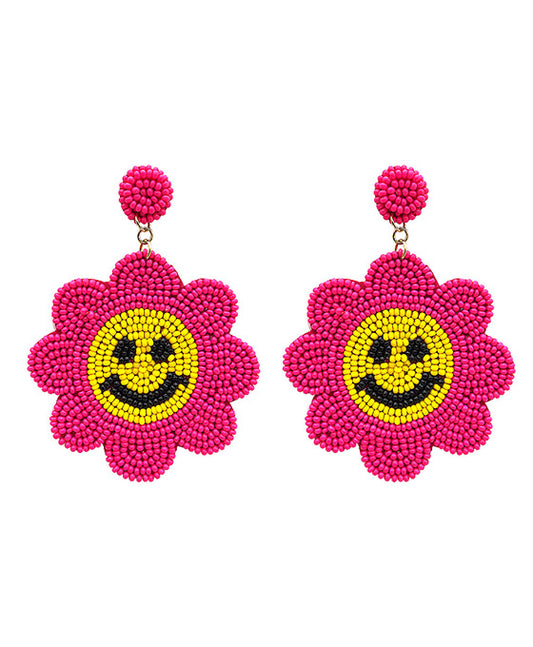 Flower Smile Face Seed Bead Earring