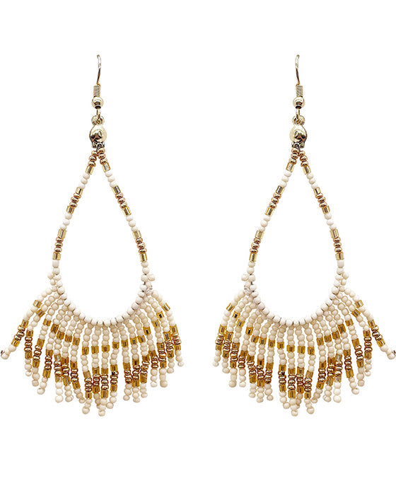 Seed Beaded Teardrop w/ Tassel Earring