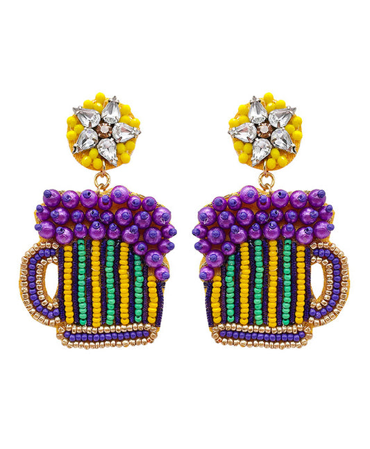 Beer Glass Beaded Earring
