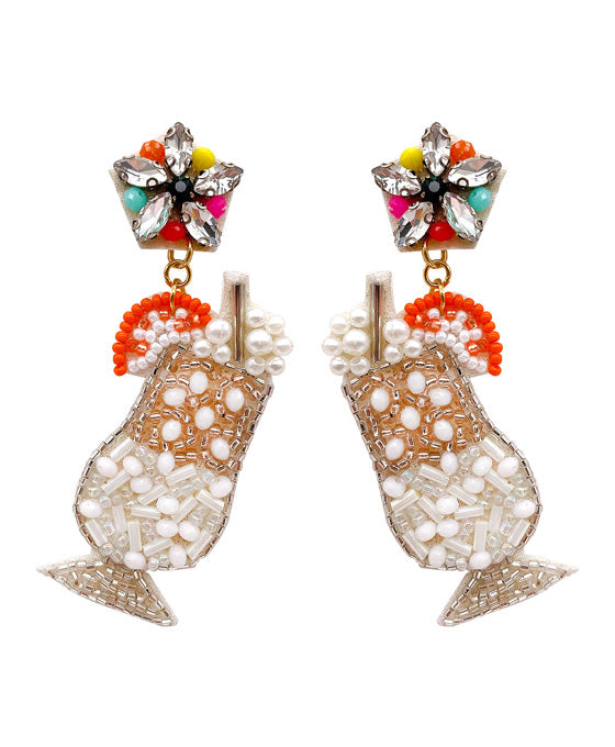 Cocktail Glass Beaded Earring