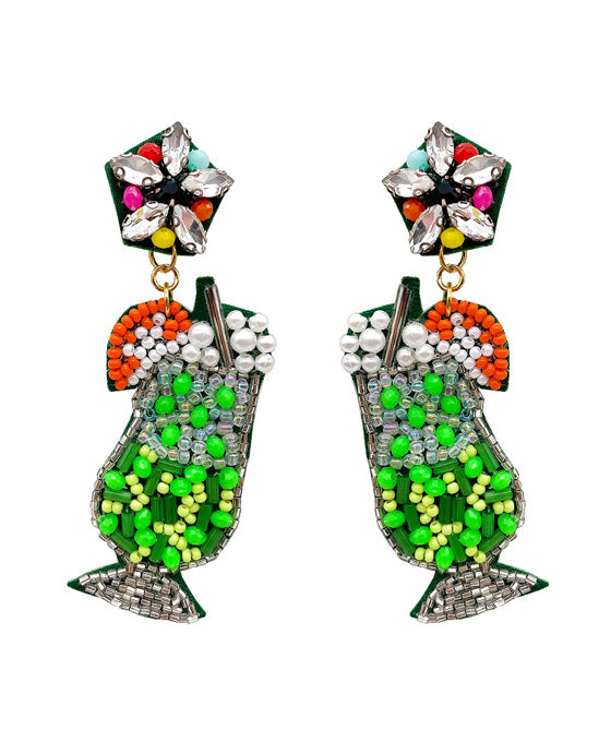 Cocktail Glass Beaded Earring