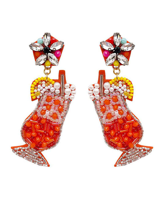 Cocktail Glass Beaded Earring