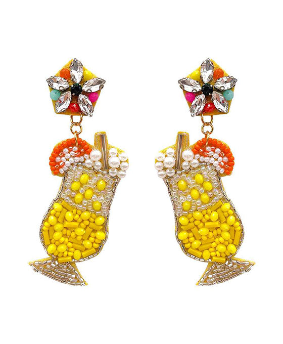 Cocktail Glass Beaded Earring