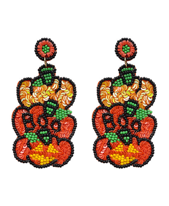 Beaded Pumpkin Post Earring
