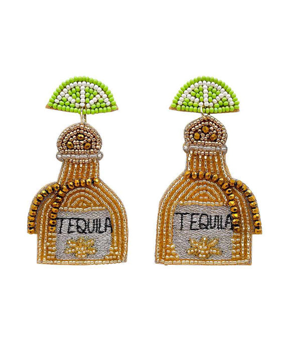 Beaded Tequila Bottle Earring