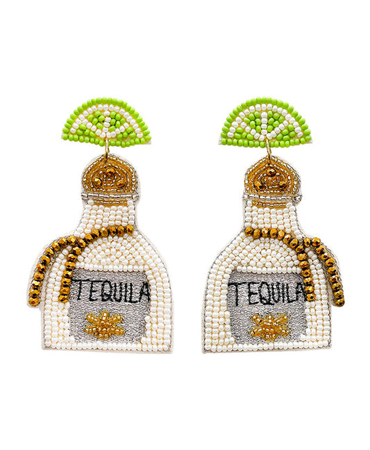 Beaded Tequila Bottle Earring