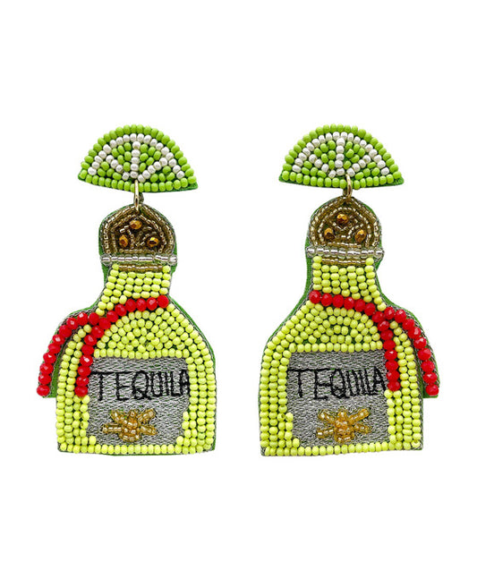 Beaded Tequila Bottle Earring