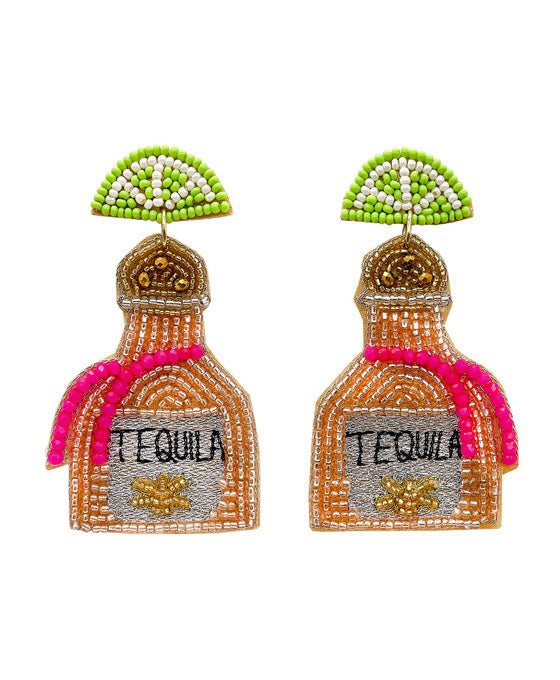 Beaded Tequila Bottle Earring