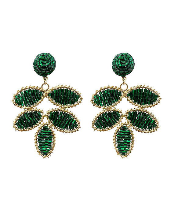 Beaded Leaf Post Earring