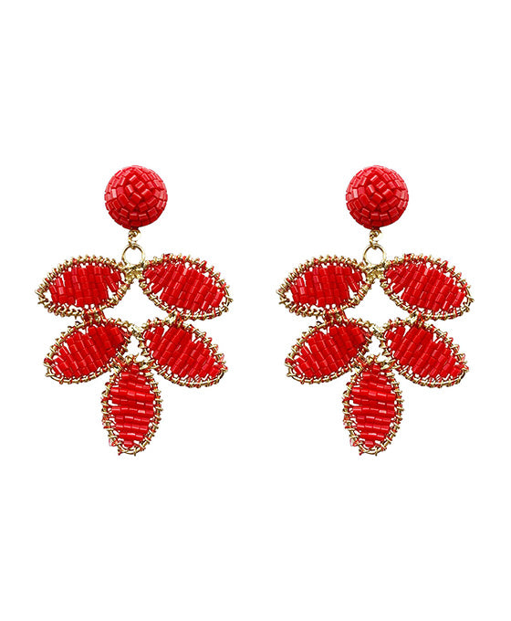Beaded Leaf Post Earring