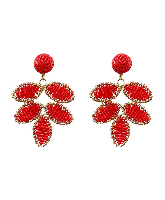 Beaded Leaf Post Earring