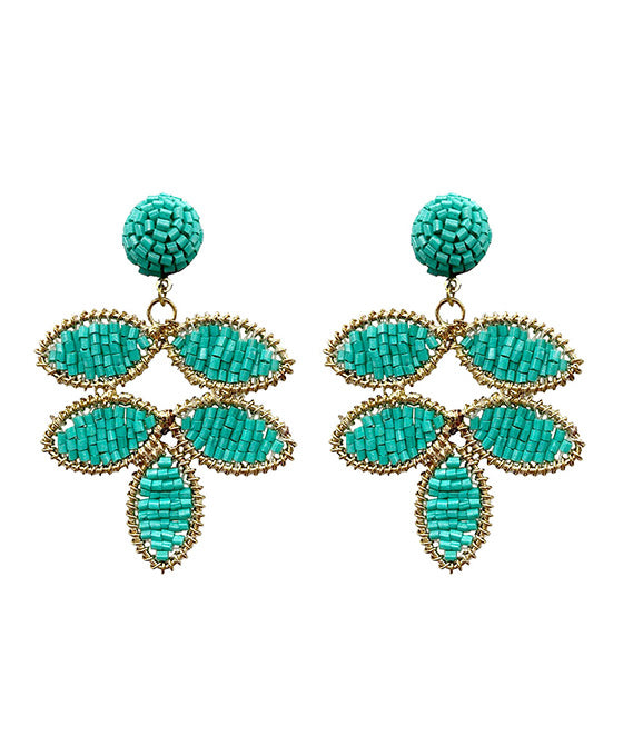 Beaded Leaf Post Earring