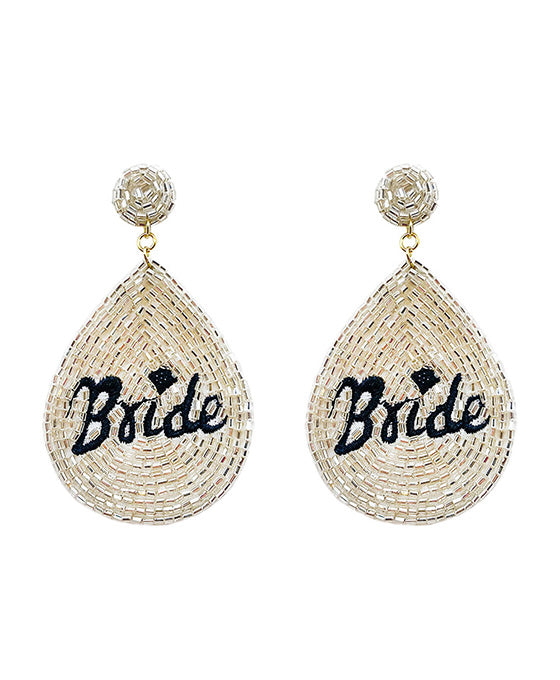 Beaded Teardrop Bride Post Earring