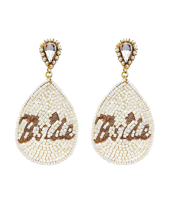 Beaded Teardrop Bride Post Earring