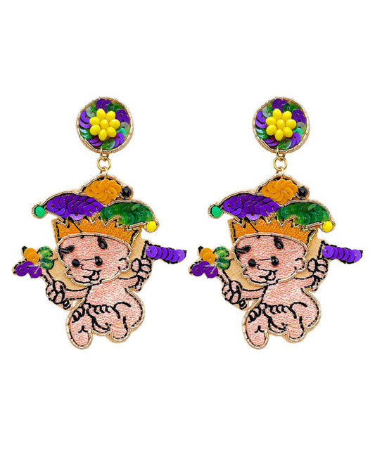 Mardi Gras King's Baby Post Earring
