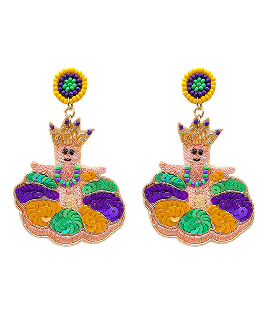 Mardi Gras King's Baby Post Earring