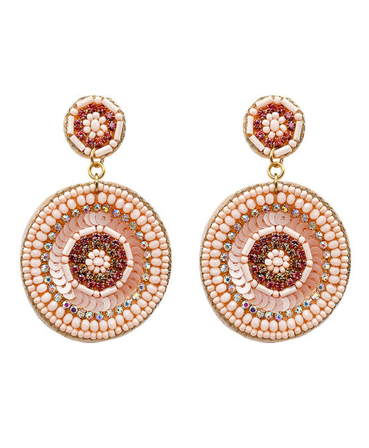 Beaded Circle Post Earring