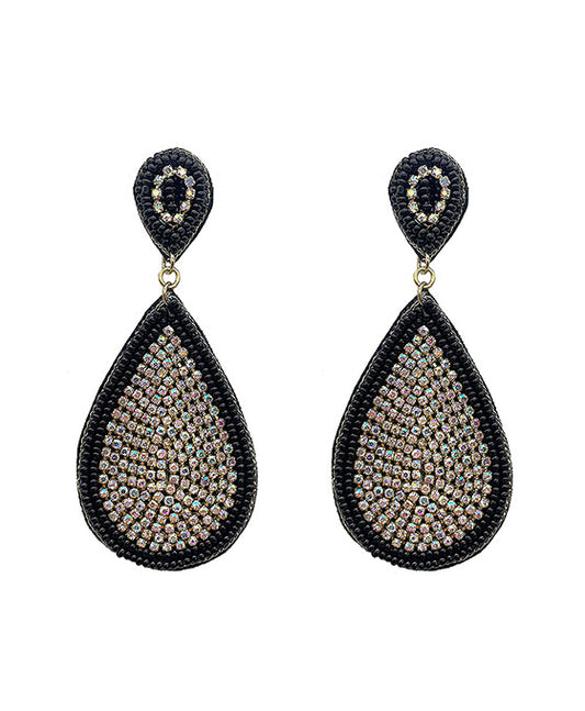 Beaded Teardrop w/ AB Stone Post Earring
