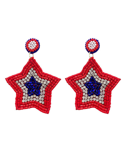 Beaded Flag Star Earring