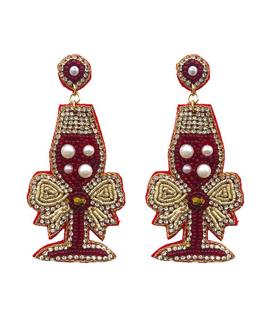 Beaded Champagne Glass Earring