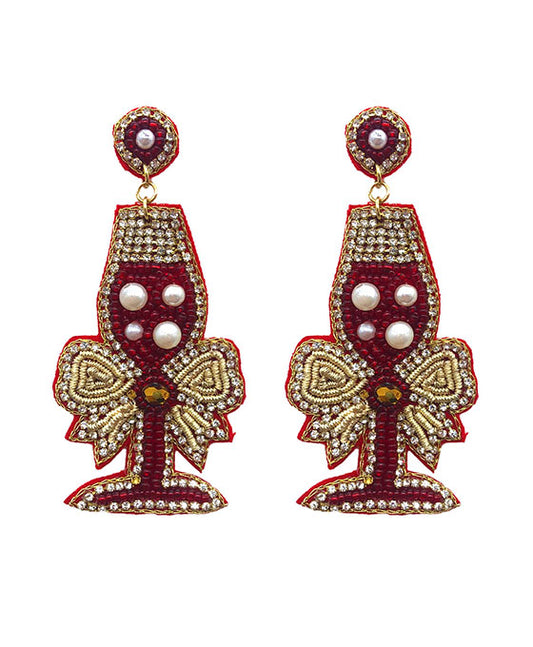 Beaded Champagne Glass Earring